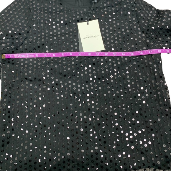 NWT Who What Wear Sequin Short Sleeve Sheer Top | Black | Women’s Size XS - Picture 6 of 11